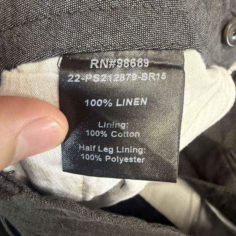 Todd Snyder Linen Dress Pants Men 34x32 Brown Flat Front Made in Portugal(34x27)